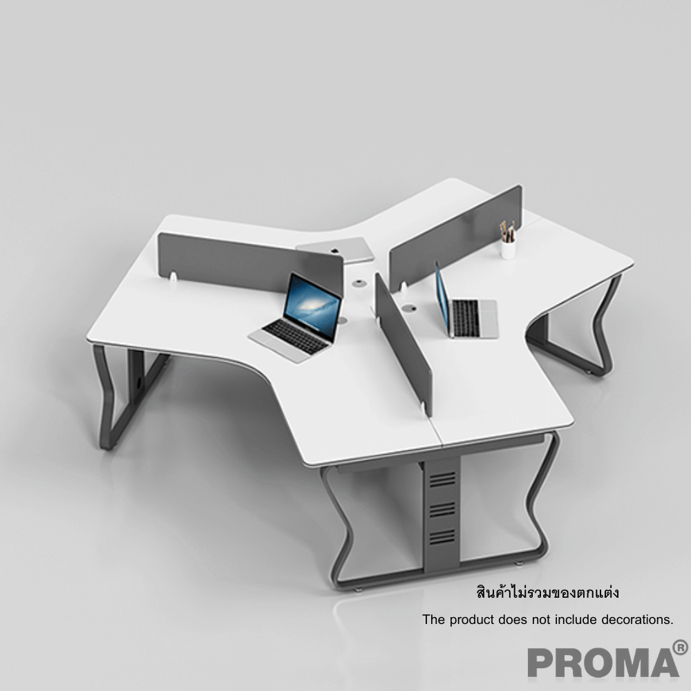 [Pre-order] โต๊ะทำงาน Proma-POD-05 สีขาว/ดำ แบบ 3 ที่นั่ง (ไม่มีตู้เอกสาร)_11